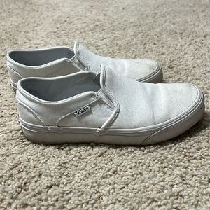 White slip on vans